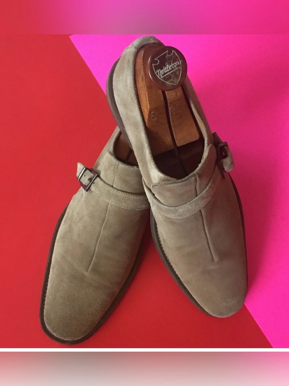 Kenneth  Cole nude suede  Monk Strap Shoes